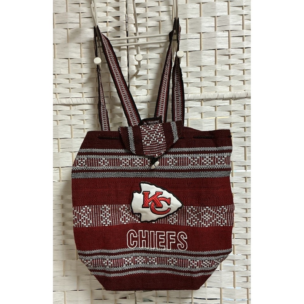 Kansas City Chiefs Woven Drawstring Backpack Red Black White Stripes Logo-Mexico